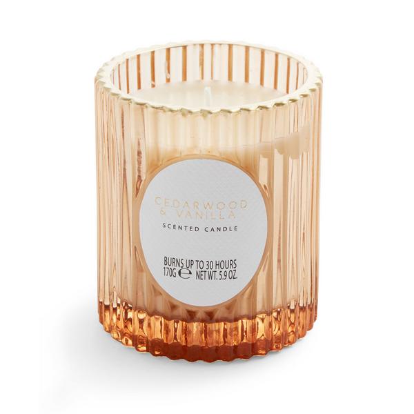 Cedarwood And Vanilla Fluted Glass Votive Candle