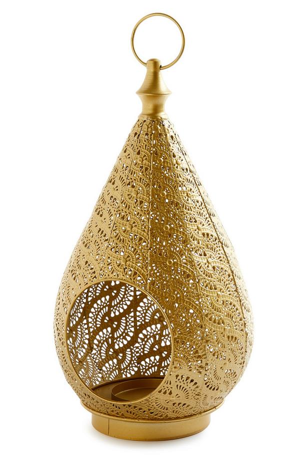Large Goldtone Moroccan Style Lantern