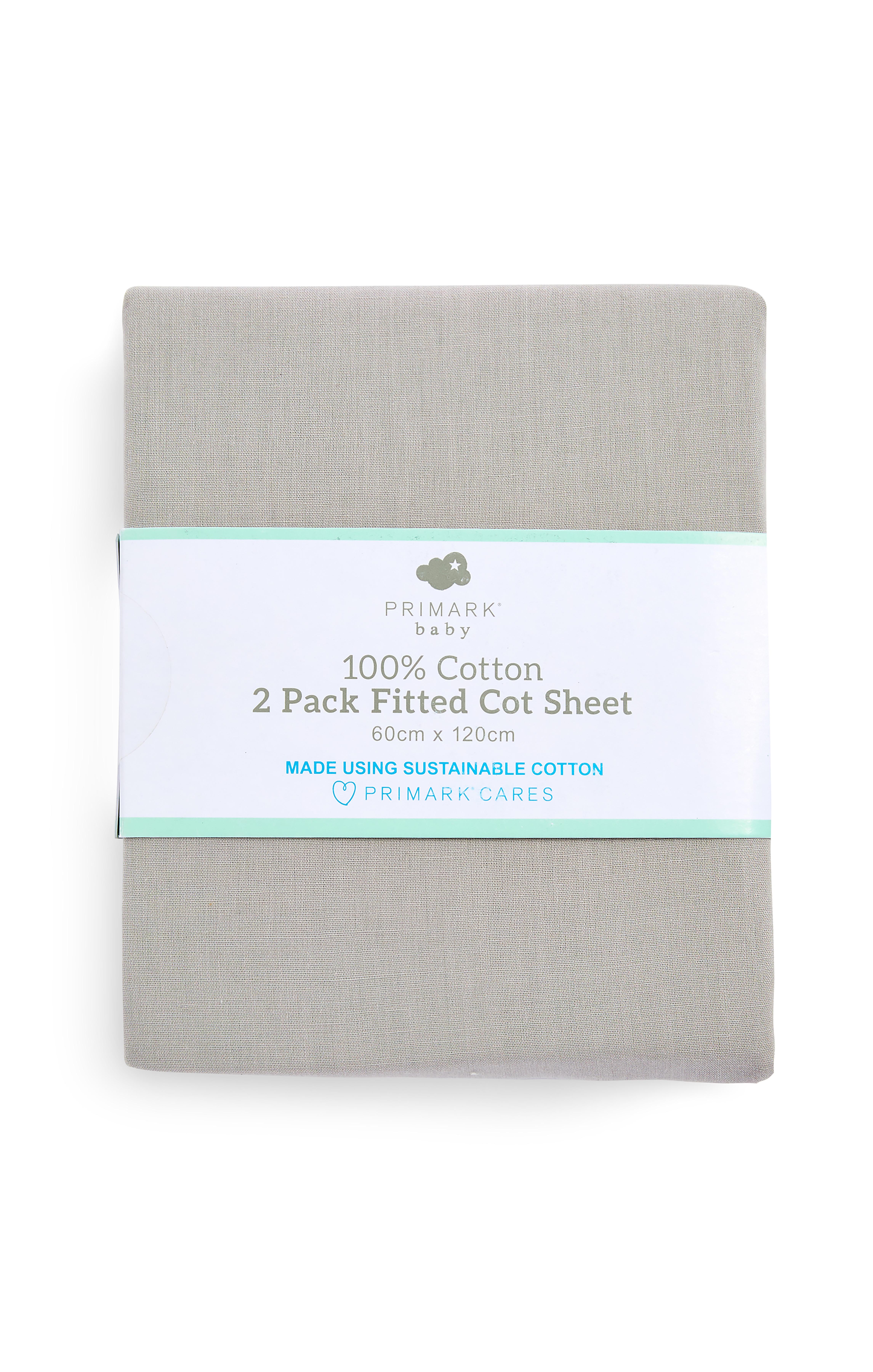 Grey Cotton Fitted Cot Sheet 2 Pack Bedroom Furniture Bedding