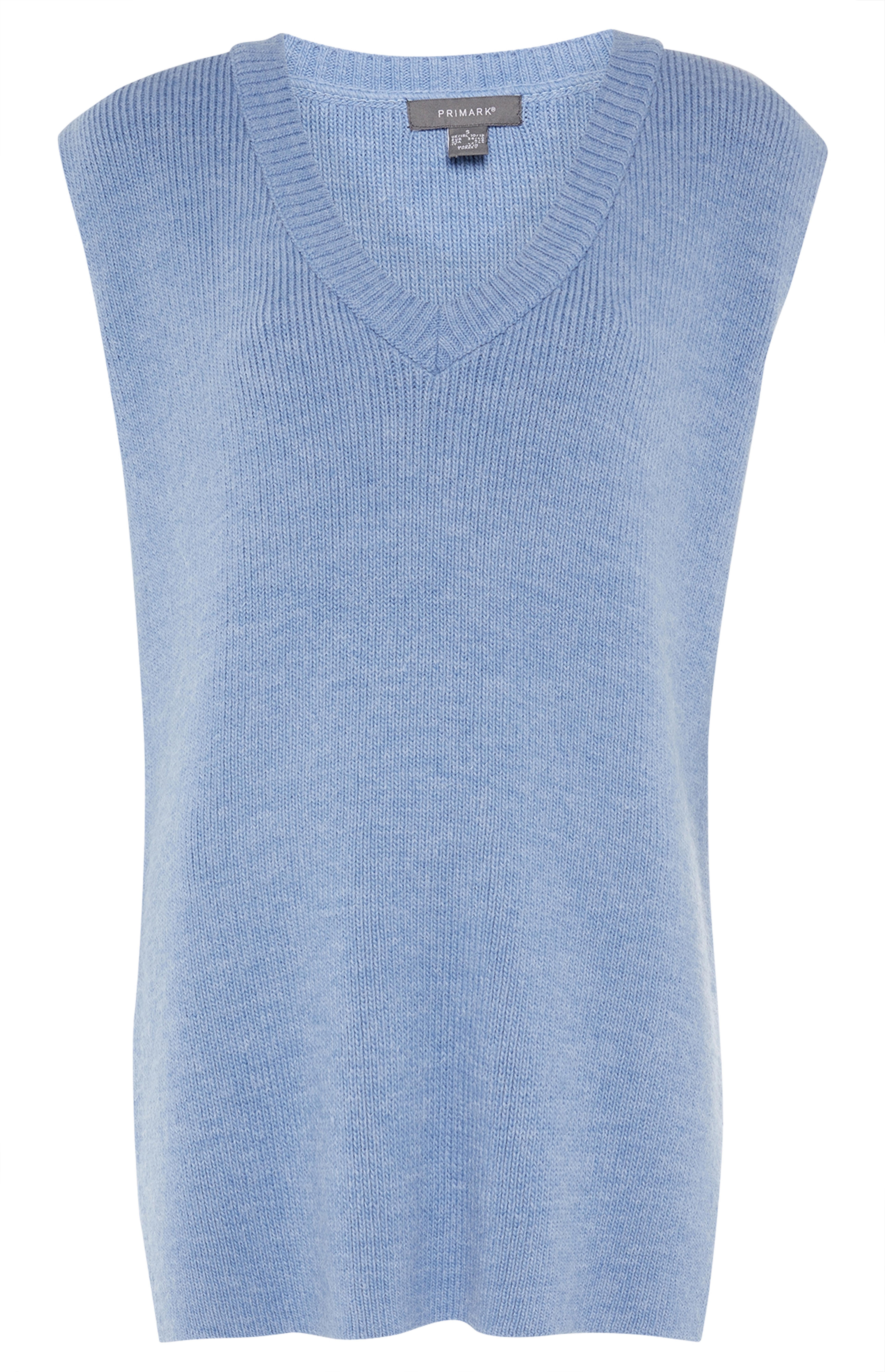 Top blu in maglia con scollo a V