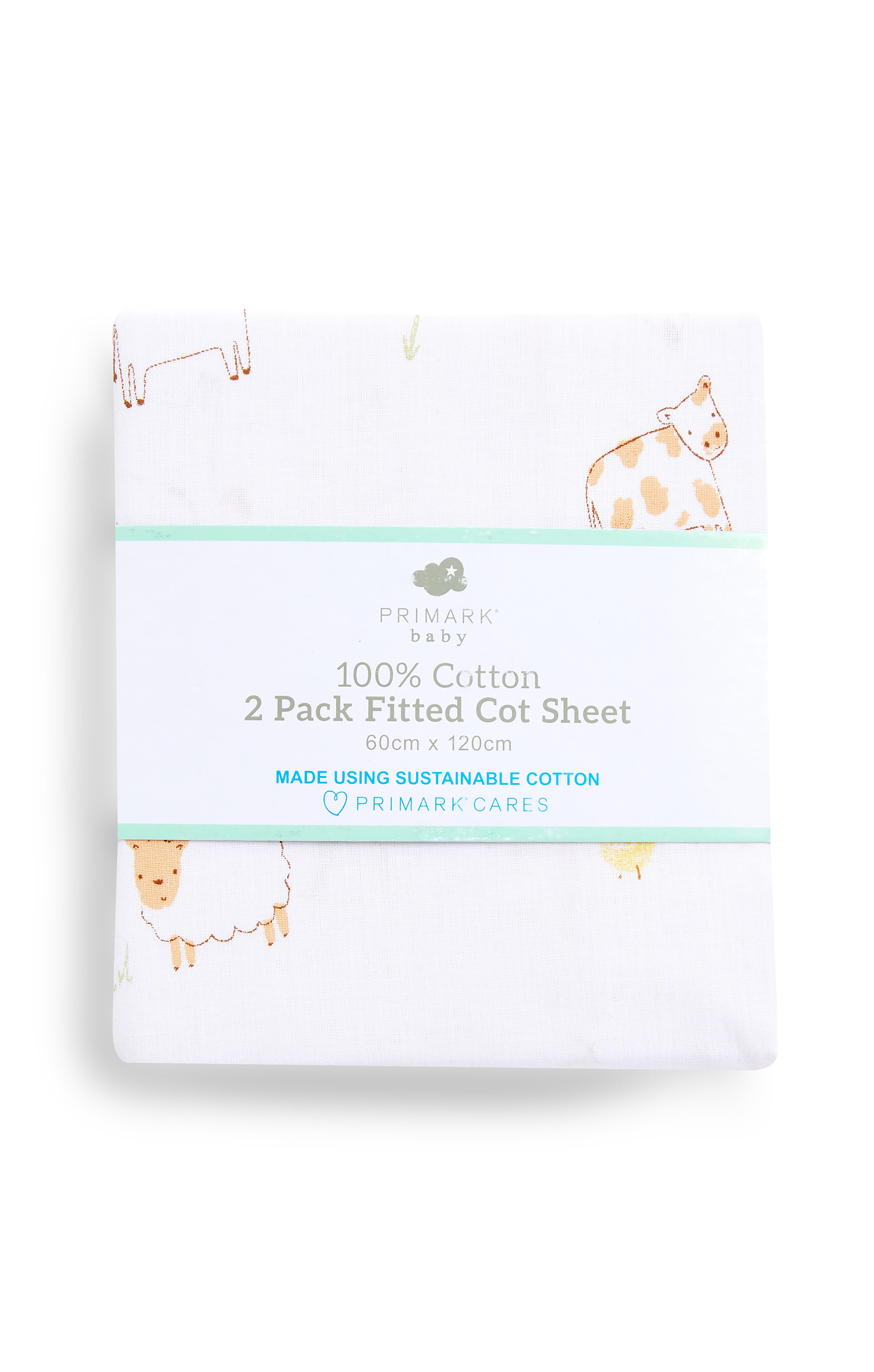 Baumwoll-Spannbettlaken mit Tier-Print im 2er-Pack, Kinderbett