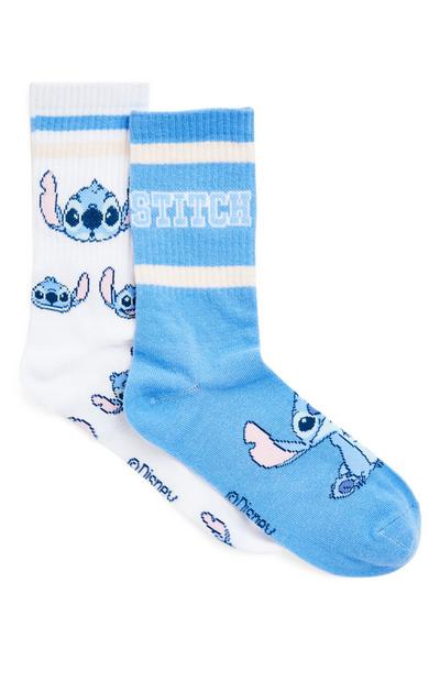 Weiß-blaue „Disney Stitch“ Socken, 2er-Pack