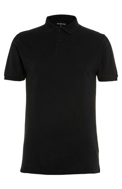 Schwarzes Polo-T-Shirt aus Baumwoll-Piqué