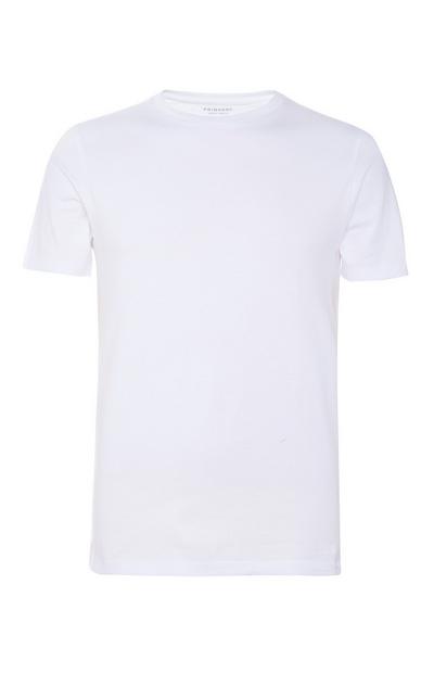 Weißes Stretch-T-Shirt mit Rundhalsausschnitt