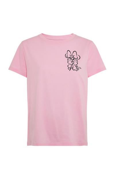 Roze T-shirt met getekende Disney Minnie Mouse