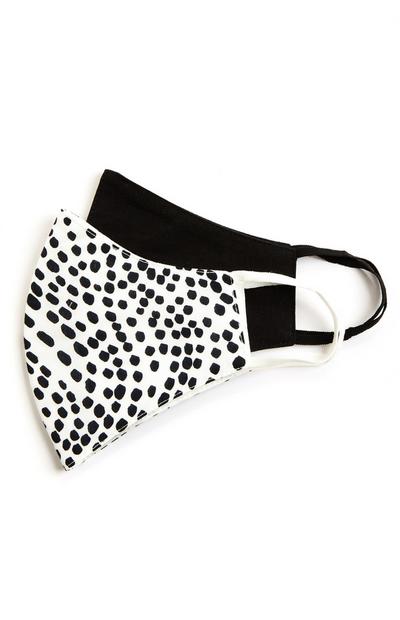 2-Pack Black/Printed Woven Face Masks