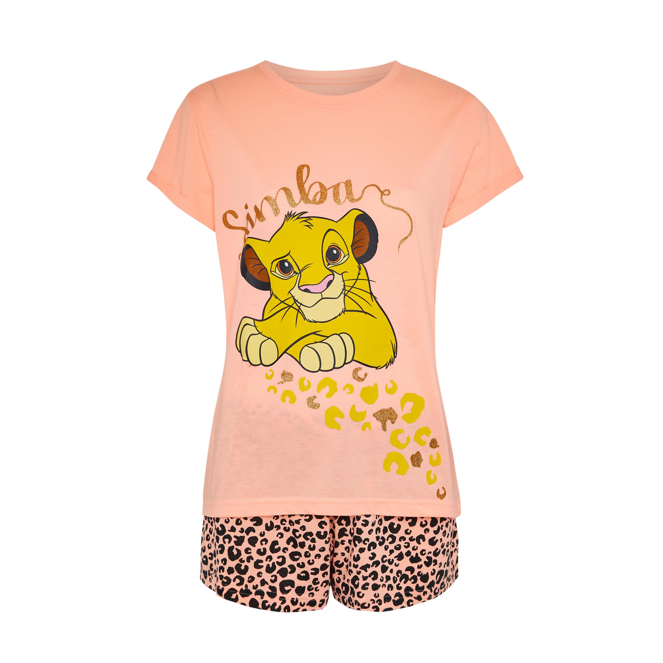 Coral Disney The Lion King Simba Print Short Pajama Set | Women's ...
