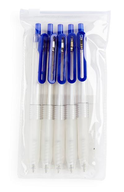 Lot de 5 stylos bille bleus