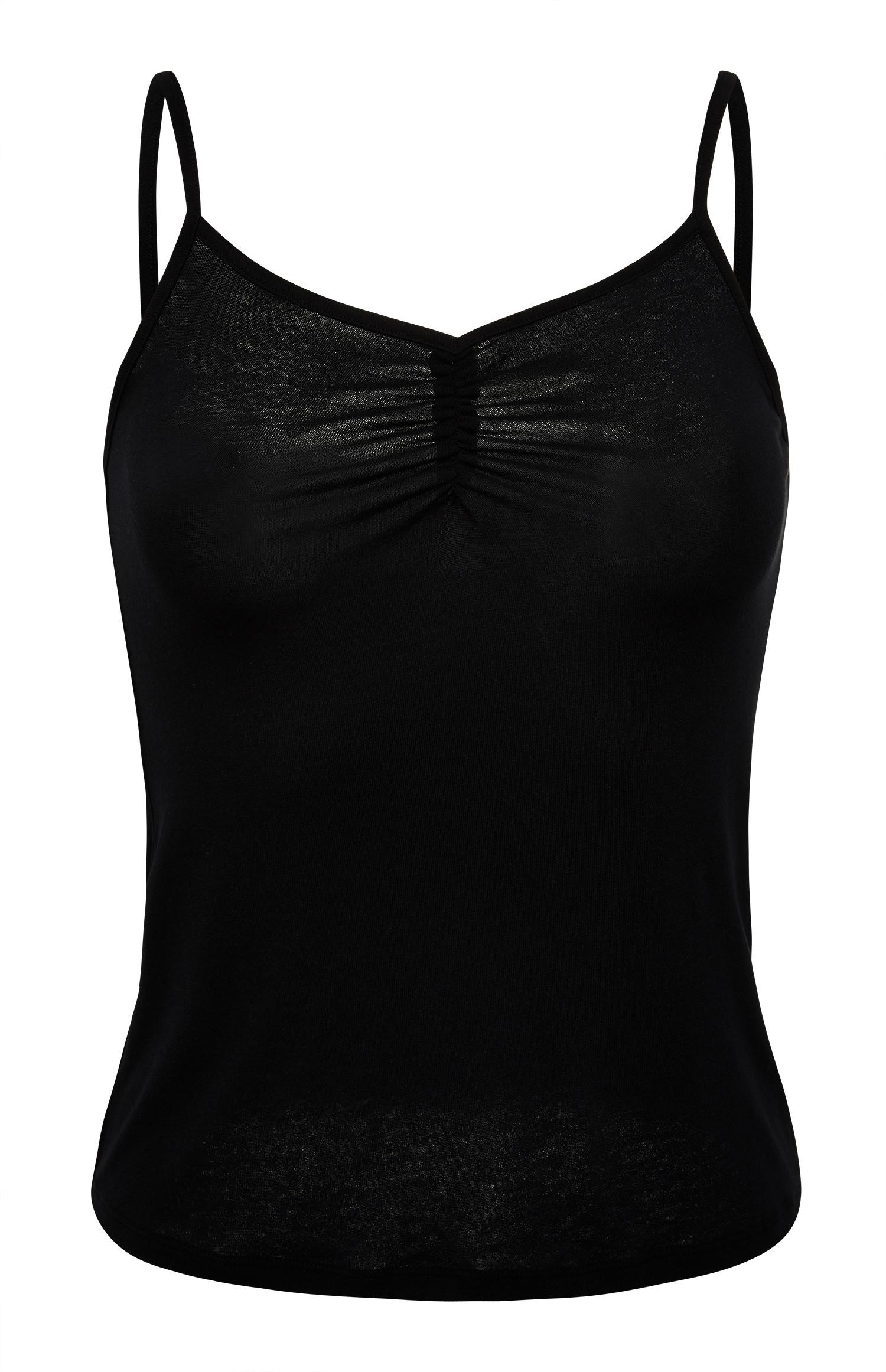 Black Crepe Rouched Camisole Top Women's Pyjama Set Women's Pyjamas