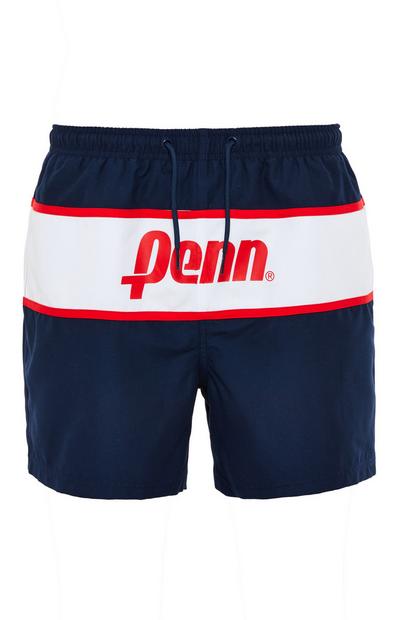 Shorts blu navy a blocchi di colore e laccetti in vita Penn Sport