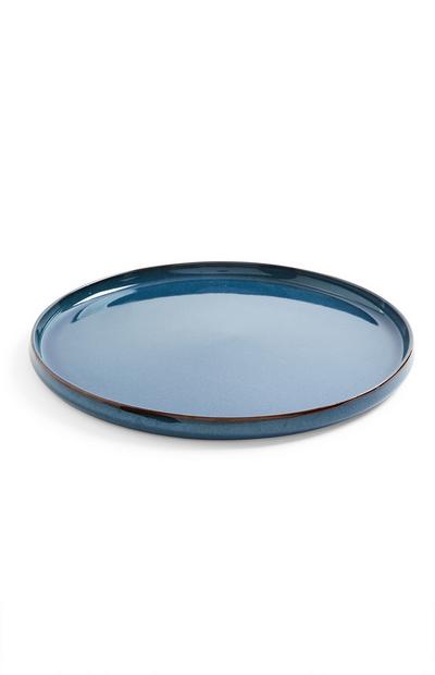 Grande assiette bleue en céramique