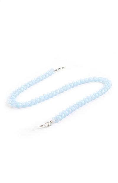 Brillenkette mit großen blauen Perlen