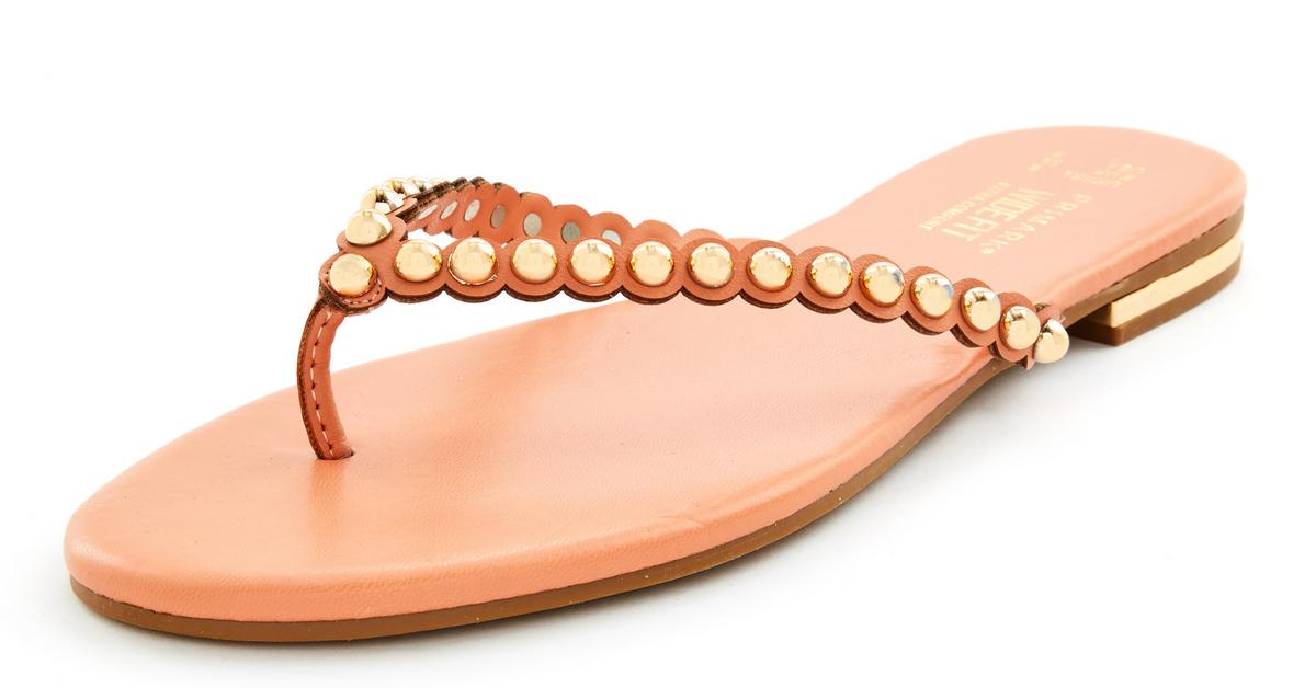 Tan Flat Studded Thong Sandals | Women's Sandals, Flip Flops & Mules | Women's Shoes & Boots