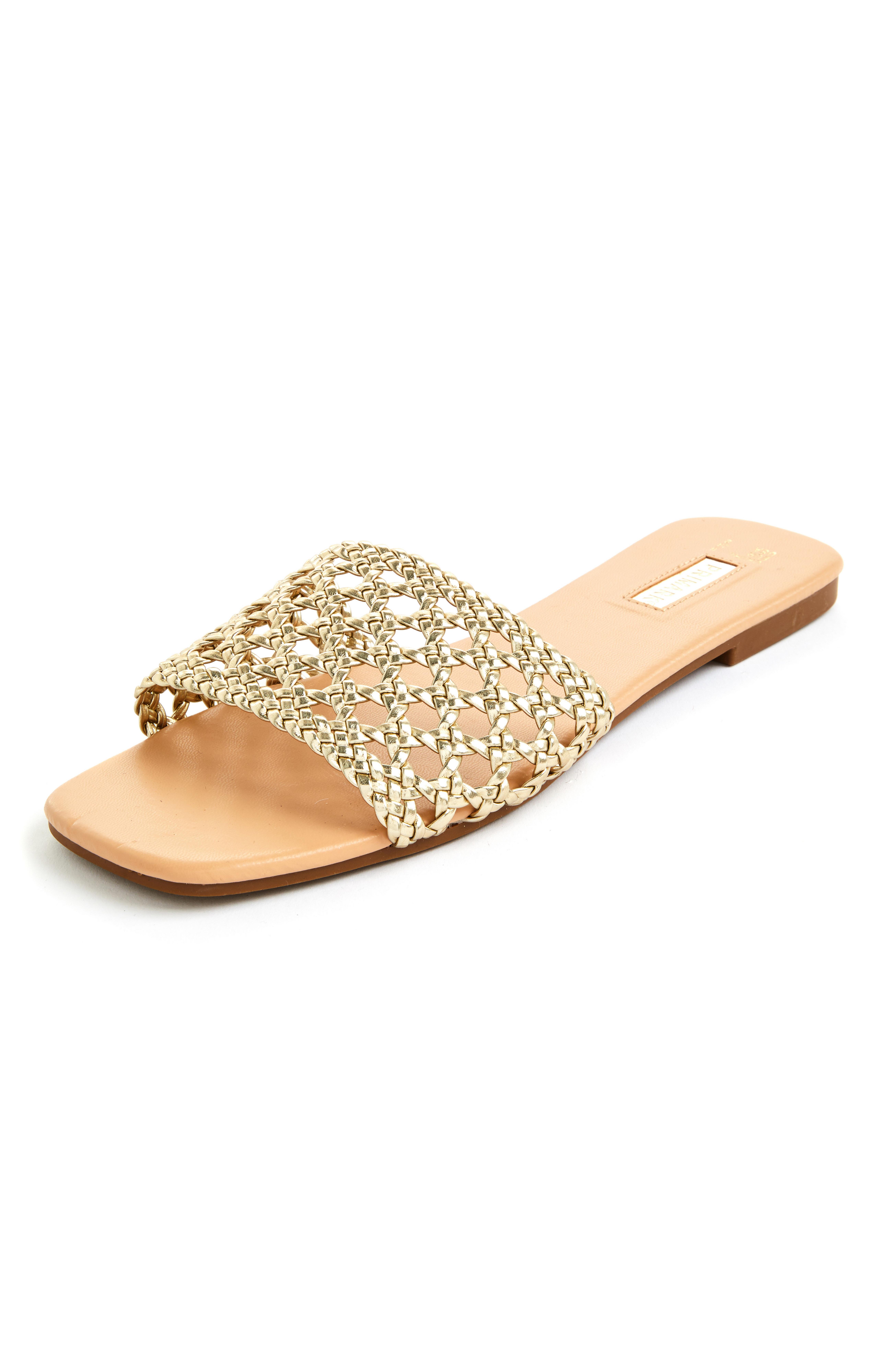 woven slide mules