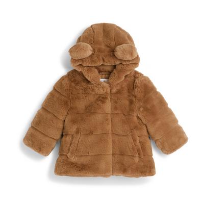 Bruine jas van imitatiebont voor babymeisjes