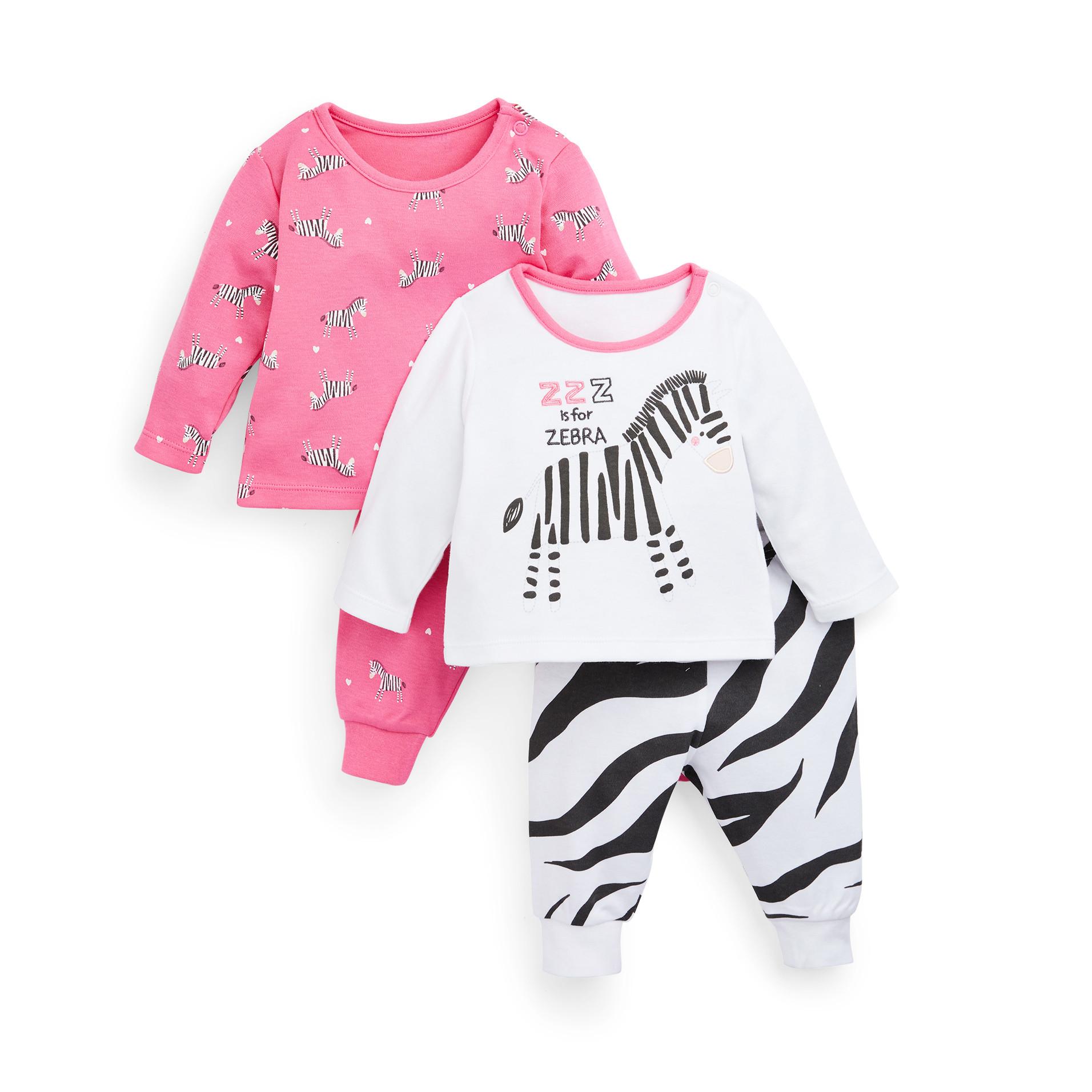 Baby Girl Zebra Print Jersey Pyjamas 2 Pack Baby Clothing Essentials