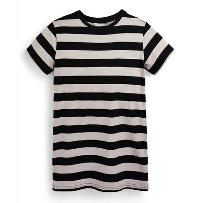 Zwart gestreepte T-shirtjurk van jersey voor meisjes