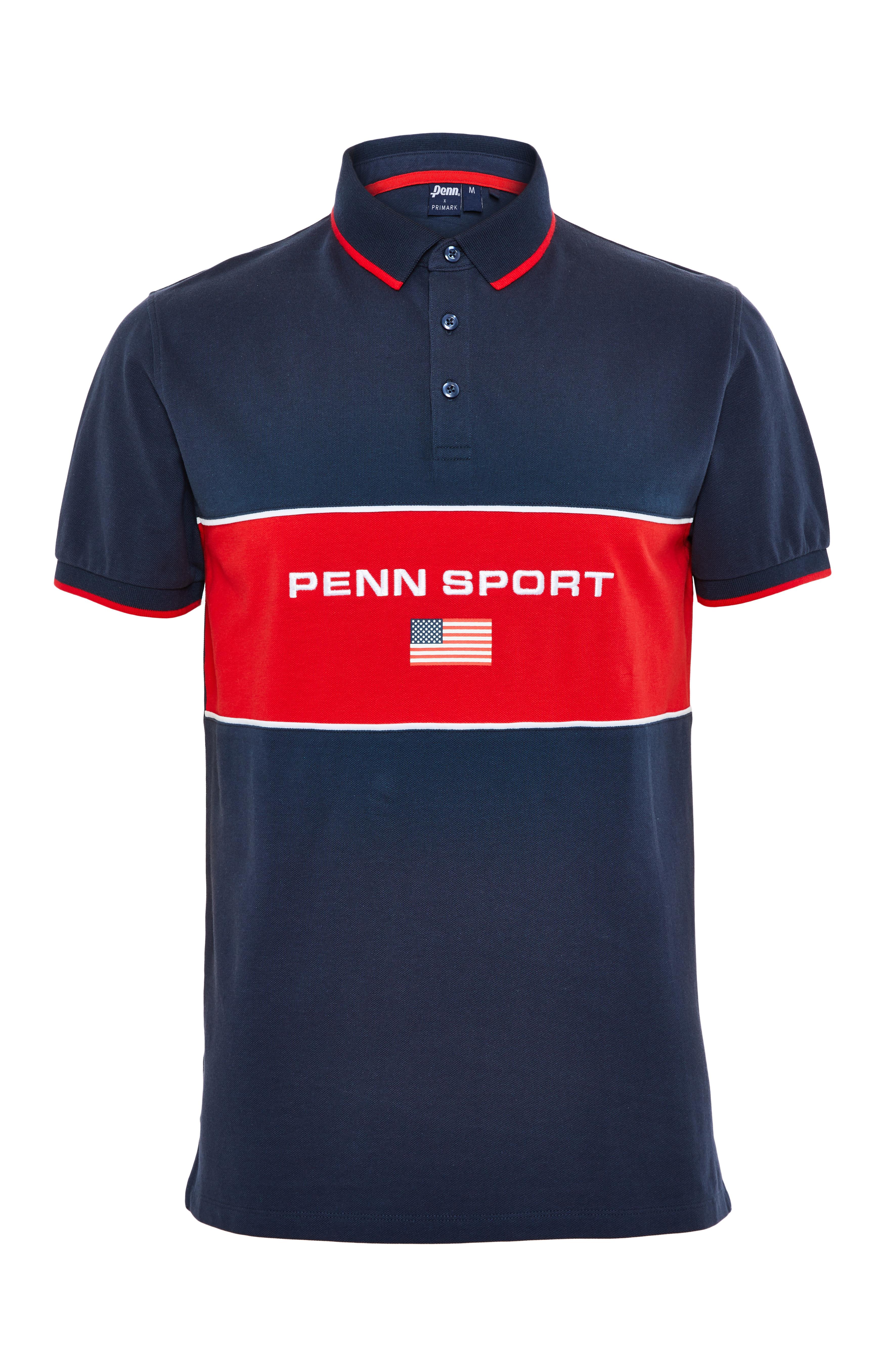 Penn Sport Navy Colour Block Polo Neck TShirt Tshirts for Men Men