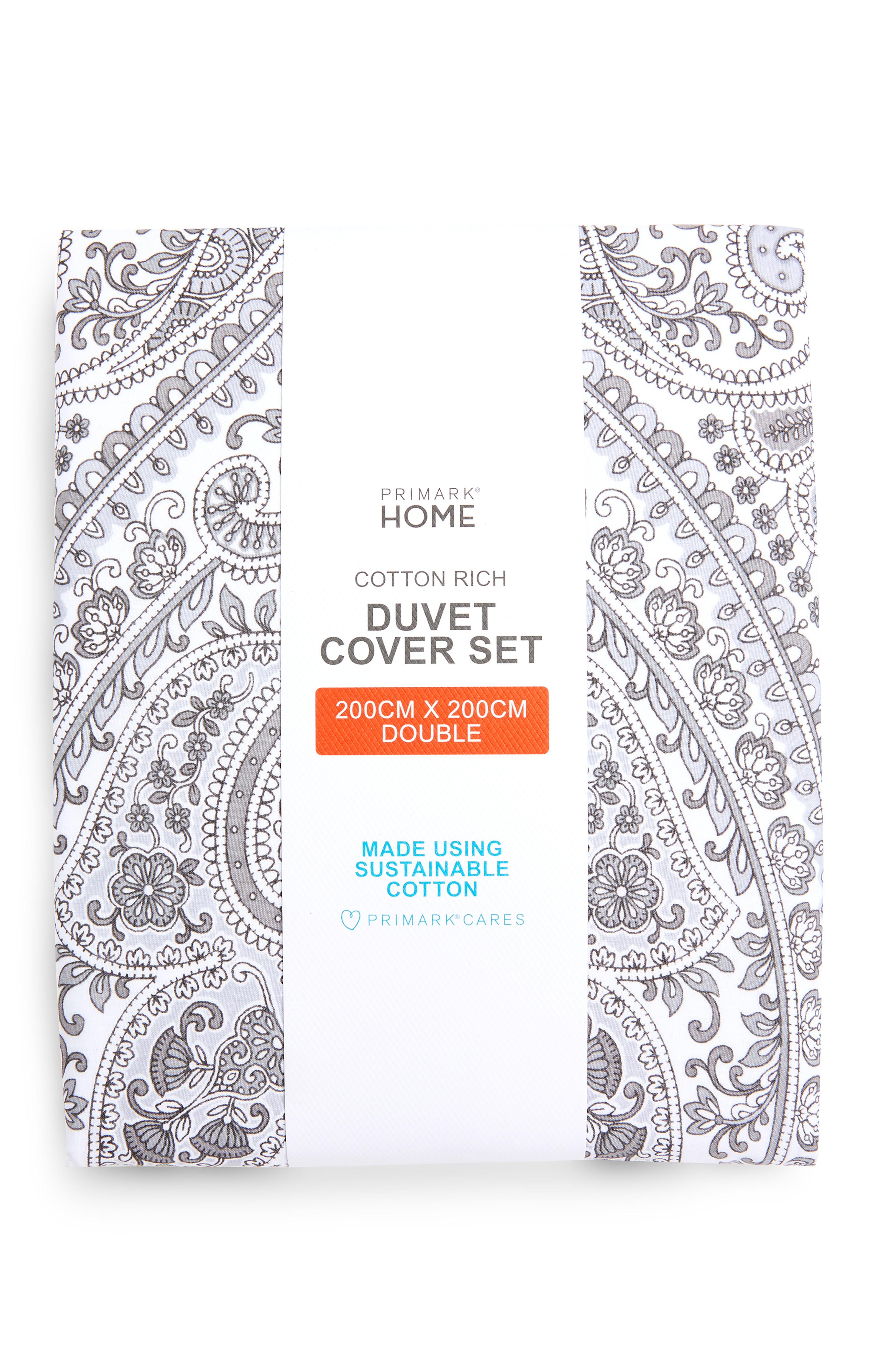 Graue Bettwäsche mit Paisleymuster, Doppelbett | Schlafzimmer