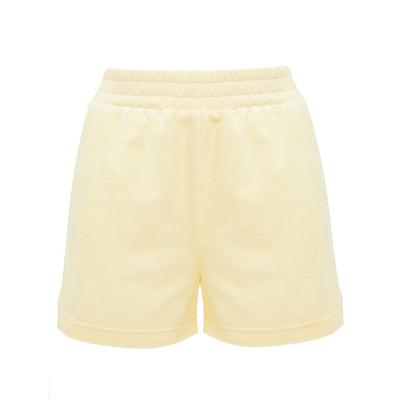 Pantalón corto amarillo de felpa con cintura elástica
