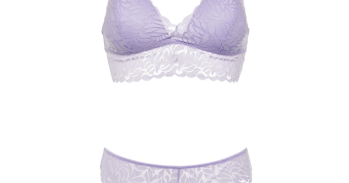 Lilac Leaf Lace Bralette Lingerie Set | Lingerie & Underwear Sets