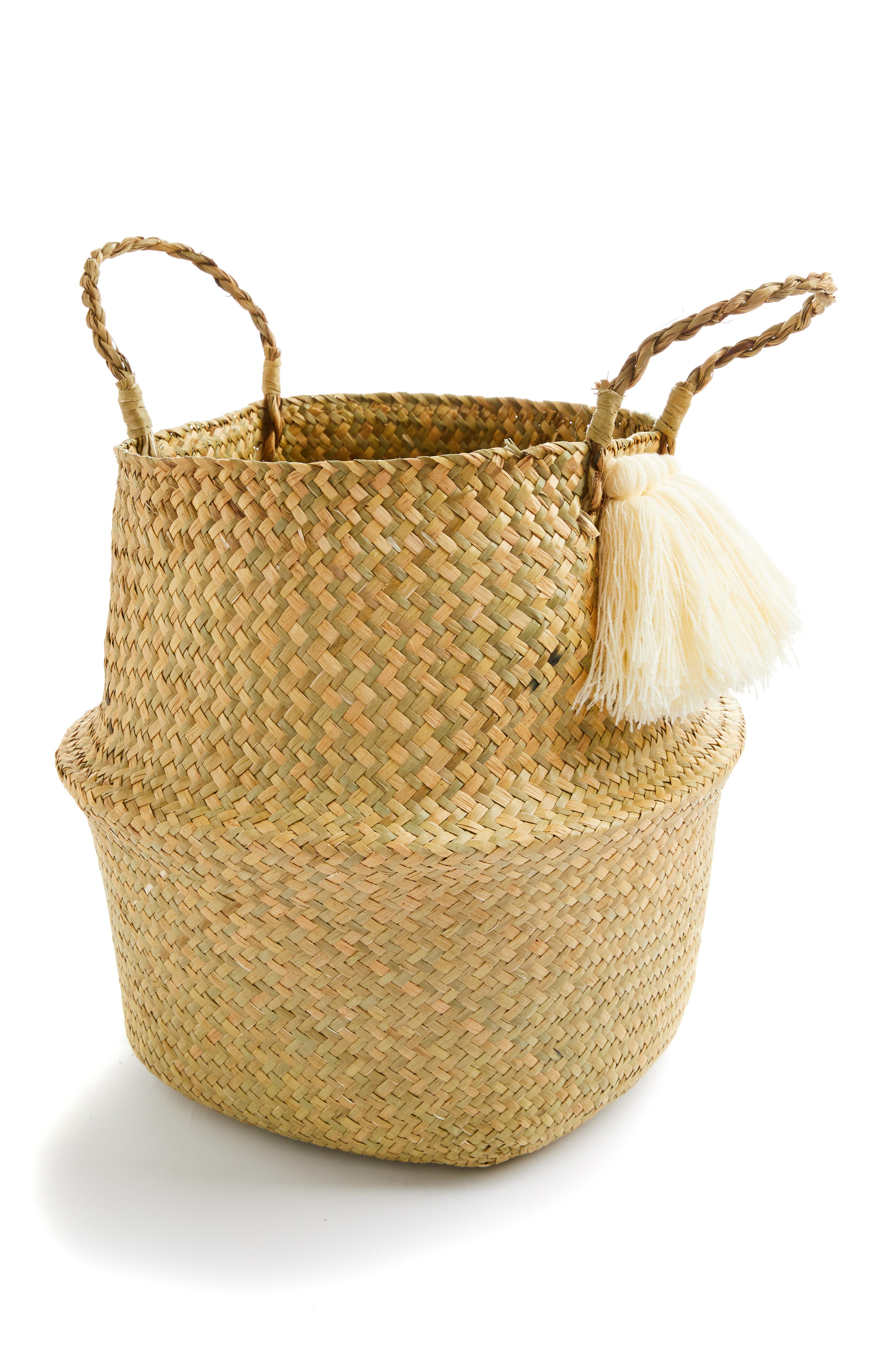 Large Woven Straw Collapsible Basket Home Storage Home Furnishings