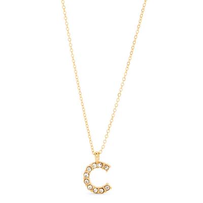 Goldtone Diamonte C Initial Pendant Necklace