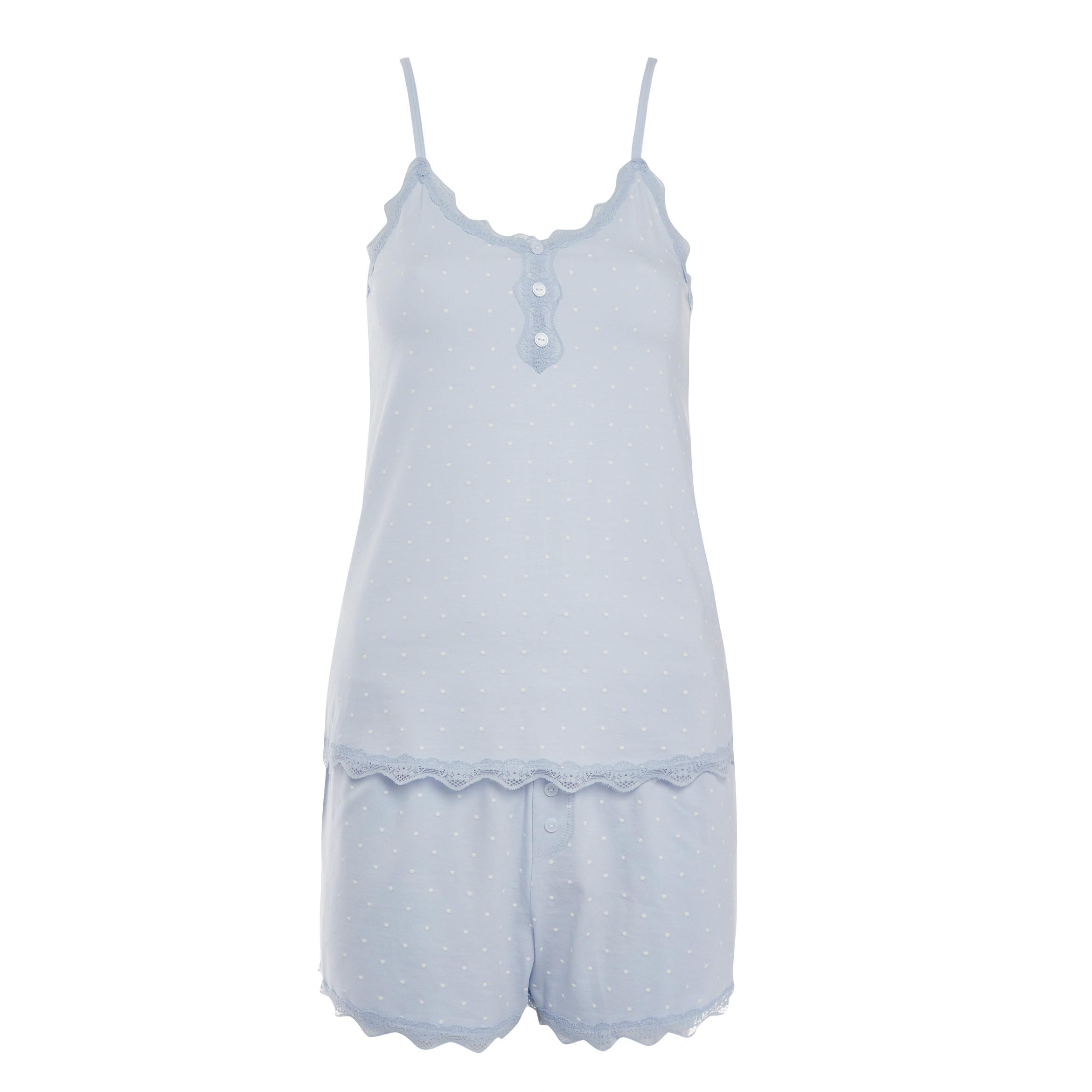Powder Blue Cotton Stretch Short Pajama Set | Women's Pajama Set ...