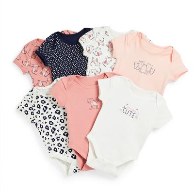 Baby Girl Cubs Print Bodysuits 7 Pack