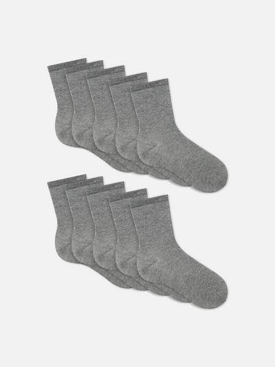 Boys Grey Ankle Socks 10 Pack