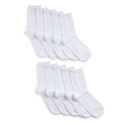 Pack de 10 pares de pares de calcetines tobilleros blancos para niña