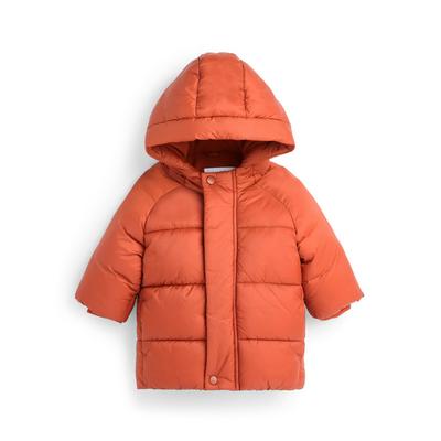 Baby Boy Terracotta Padded Hooded Coat