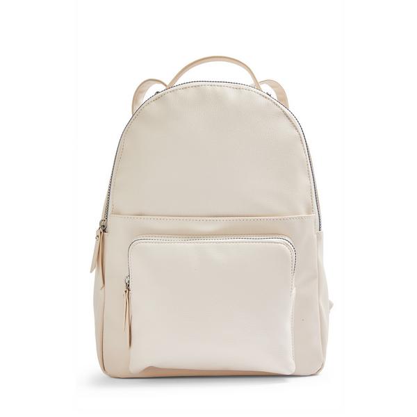 Ivory Faux PU Leather Front Pocket Backpack | Women's Backpacks | Women ...