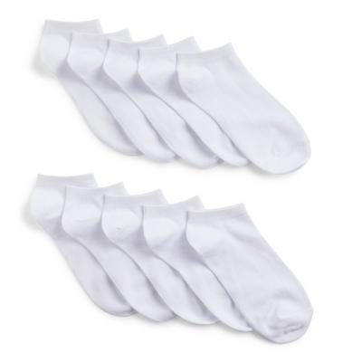 Pack de 10 pares de calcetines deportivos blancos para niña
