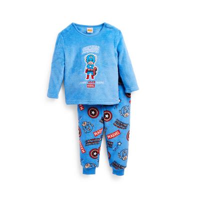 Blauer „Marvel“ Sherpa-Pyjama mit Stickerei für Babys (J)