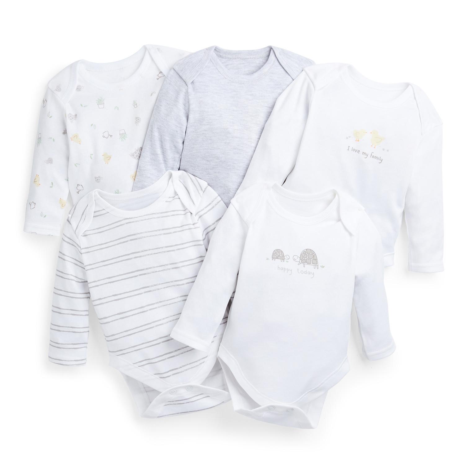 Newborn Baby White Bodysuits 5 Pack Baby Clothing Essentials Baby