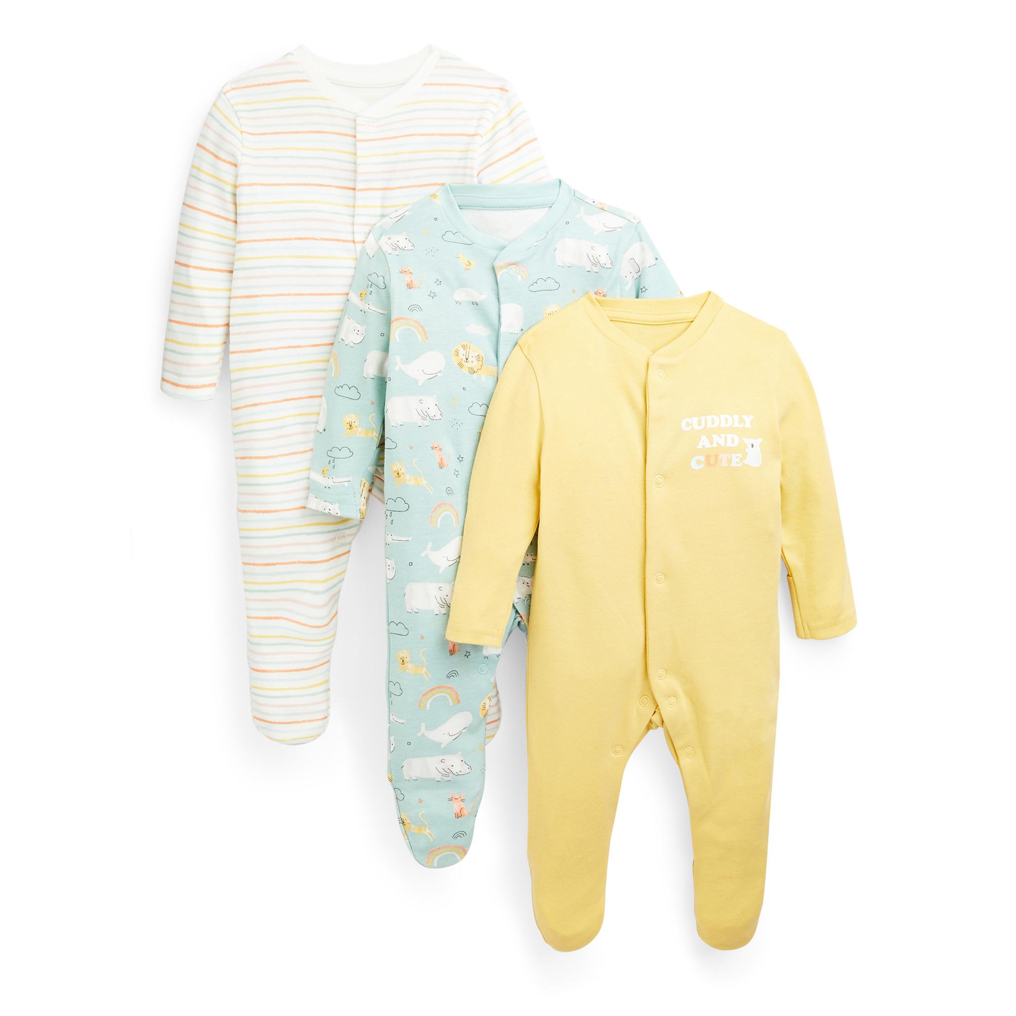 Baby Animal Print Sleepsuits 3 Pack Baby Clothing Essentials Baby