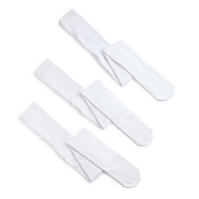 Girls White Cotton Rich Tights 3 Pack