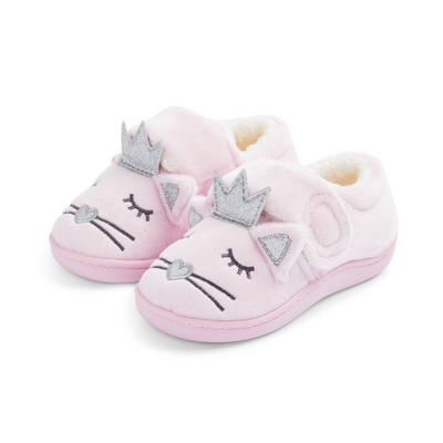 Younger Girl Pink Cat Cupsole Slippers