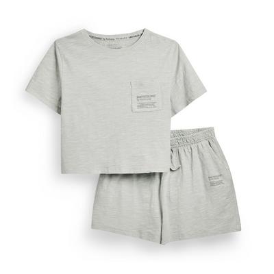 Mintgrünes, kurzes „Earthcolors By Archroma“ Pyjama-Set aus Bio-Baumwolle (Teenys)
