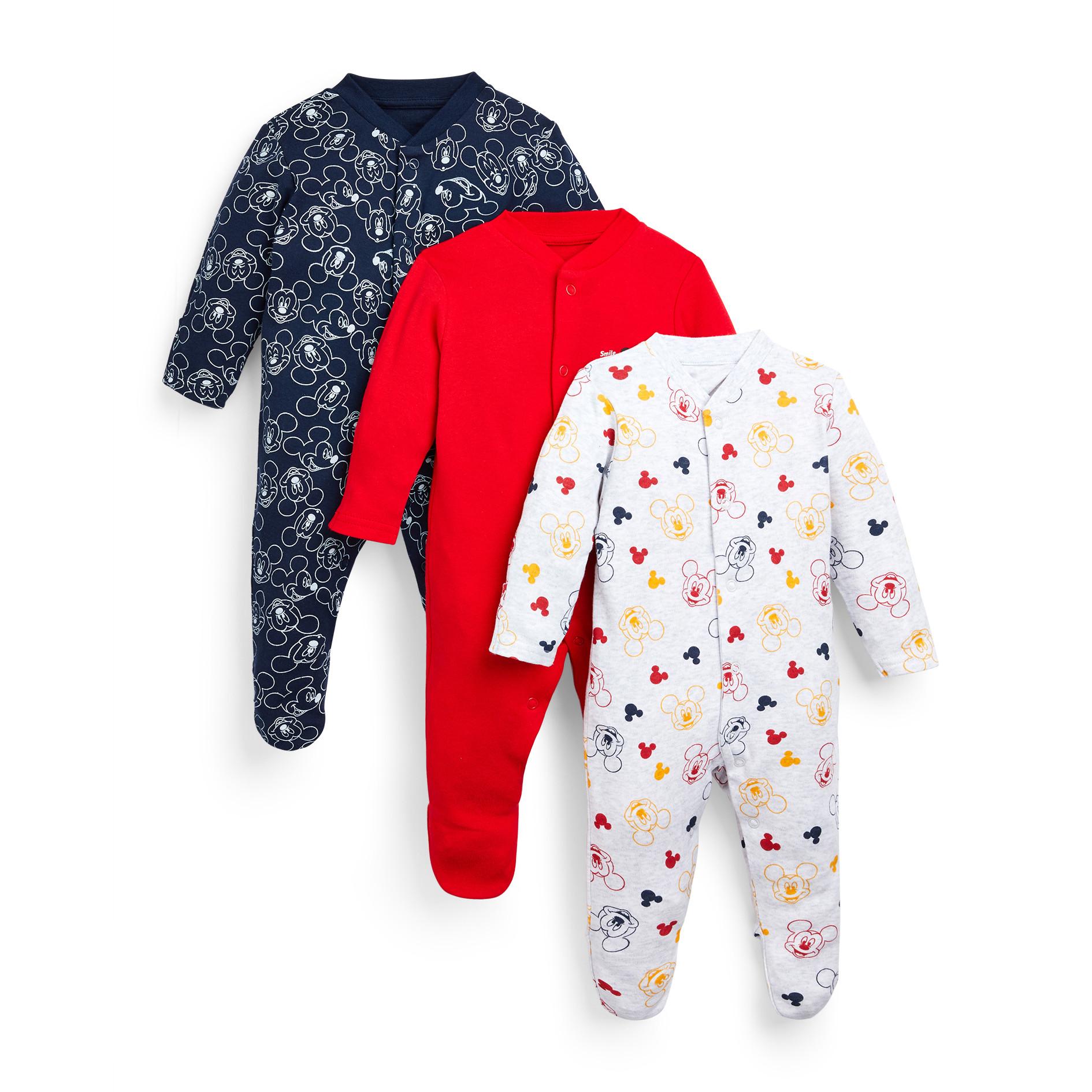 Newborn Baby Boy Disney Mickey Mouse Sleepsuits 3 Pack Baby Clothing Essentials Baby Newborn Clothes Kids Clothes All Primark Products Primark Uk