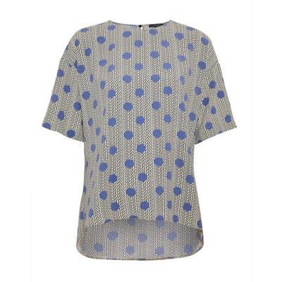 T-shirtblouse met blauwe stippenprint