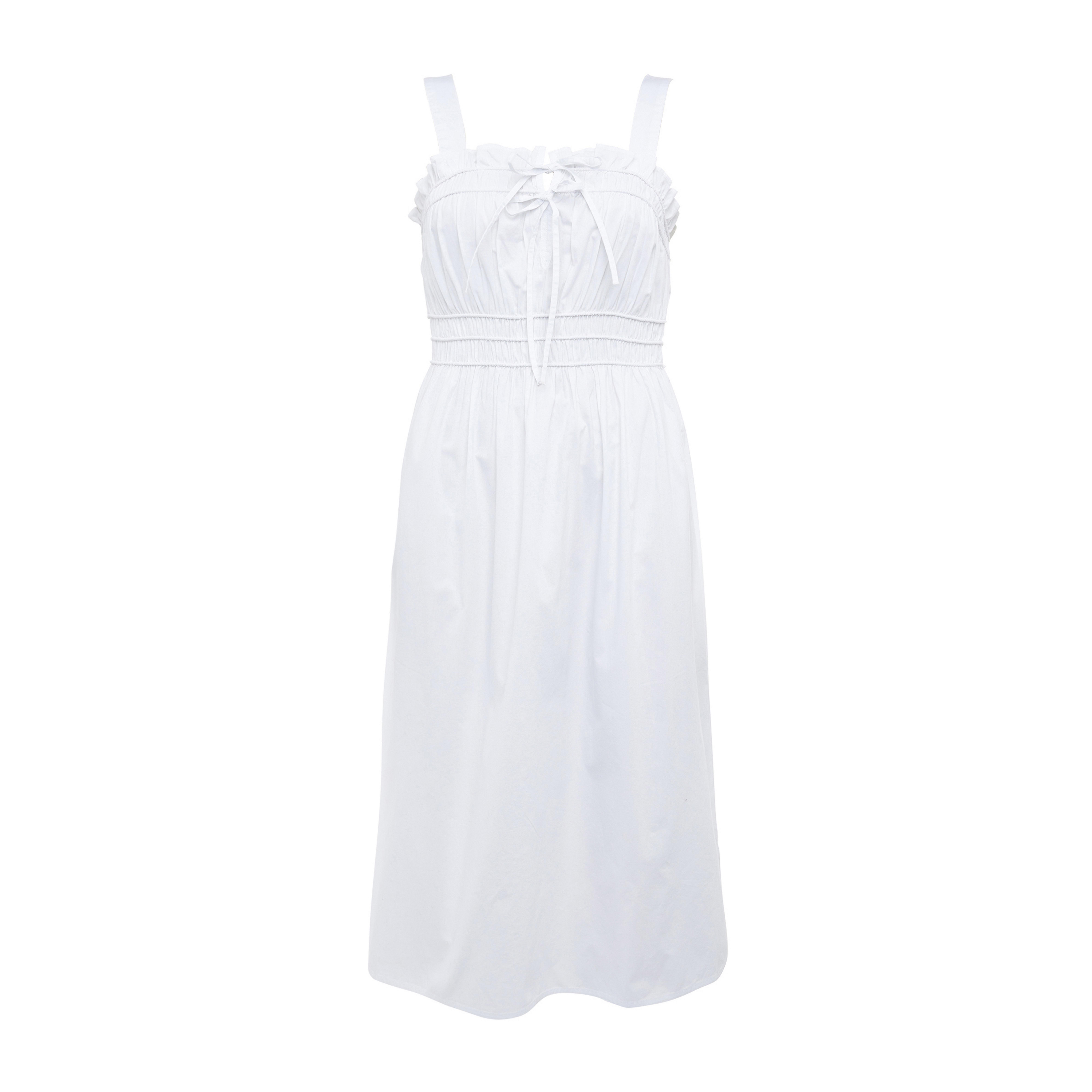 White Rouched Strap Midi Dress | Dresses | Women's Clothing | Our Women ...
