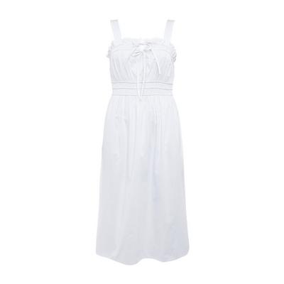 White Rouched Strap Midi Dress