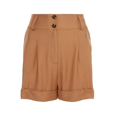Shorts bermuda color cammello con doppio bottone