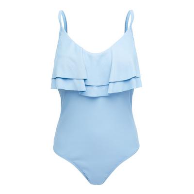 Blue Ruffled Control Swimsuit