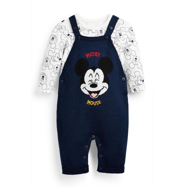 Newborn Baby Boy Navy Disney Mickey Mouse Overalls Set