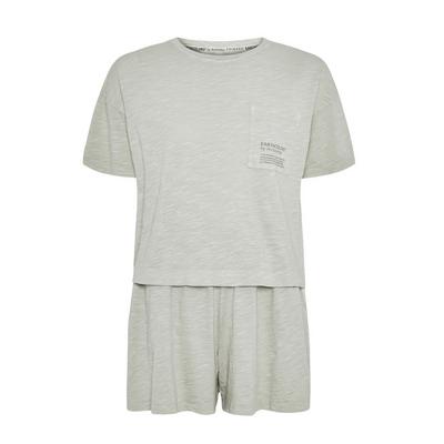 Kurzer „Earthcolors By Archroma“ Pyjama aus Bio-Baumwolle, mintgrün