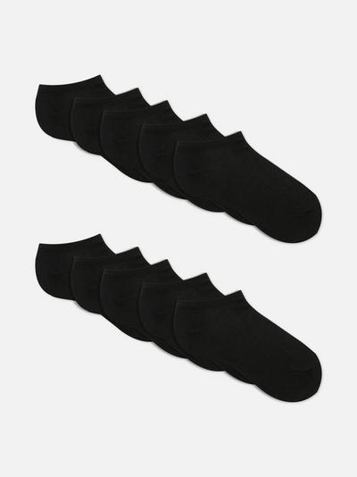 Boys Black Trainer Socks 10 Pack