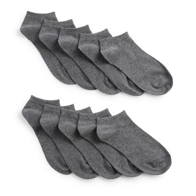 Boys Grey Trainer Socks 10 Pack
